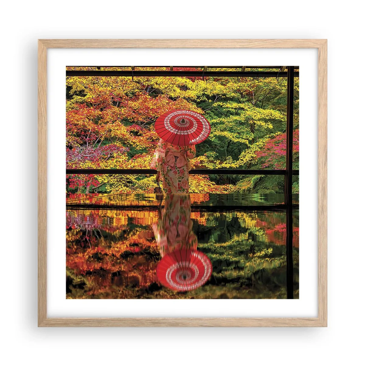 Plakát v rámu světlý dub - V chrámu přírody - 50x50 cm