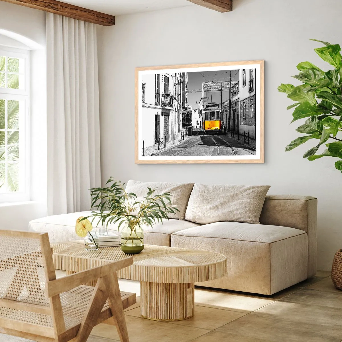 Plakát v rámu světlý dub - Duch Lisabonu - 100x70 cm