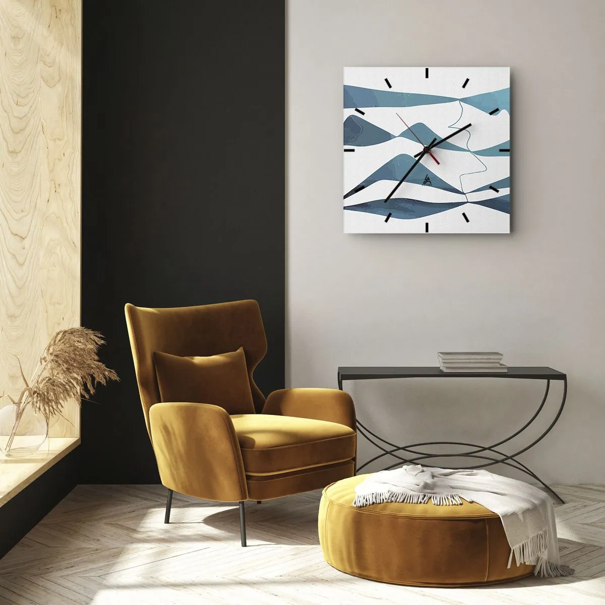 Nástěnné hodiny - Abstrakce: tyrkysový vztah - 40x40 cm