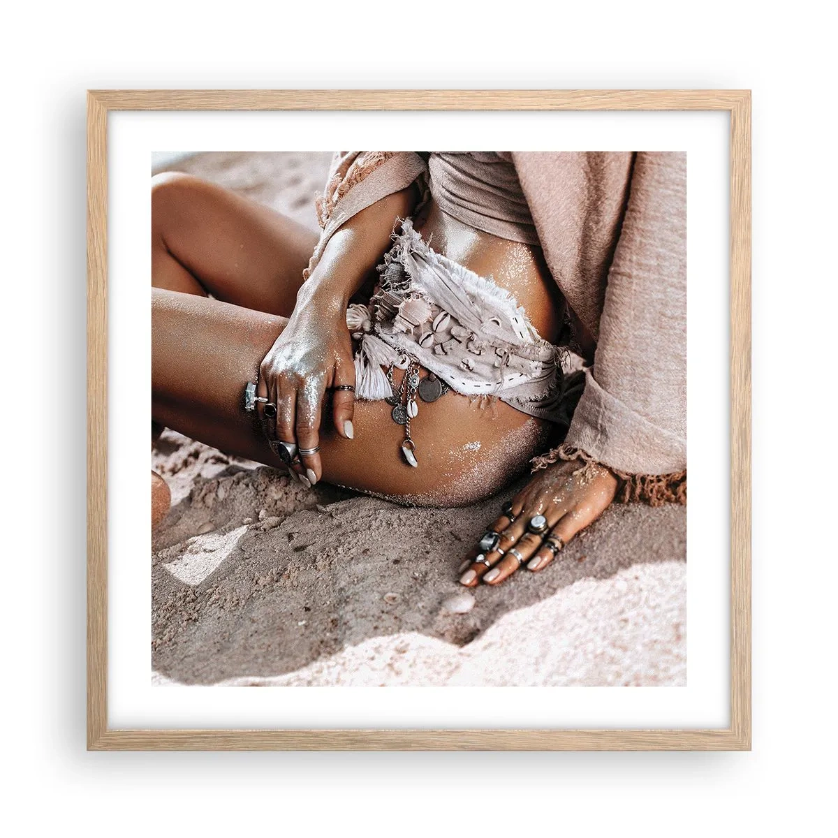 Plakát v rámu světlý dub - Vyplavena na břeh? - 50x50 cm