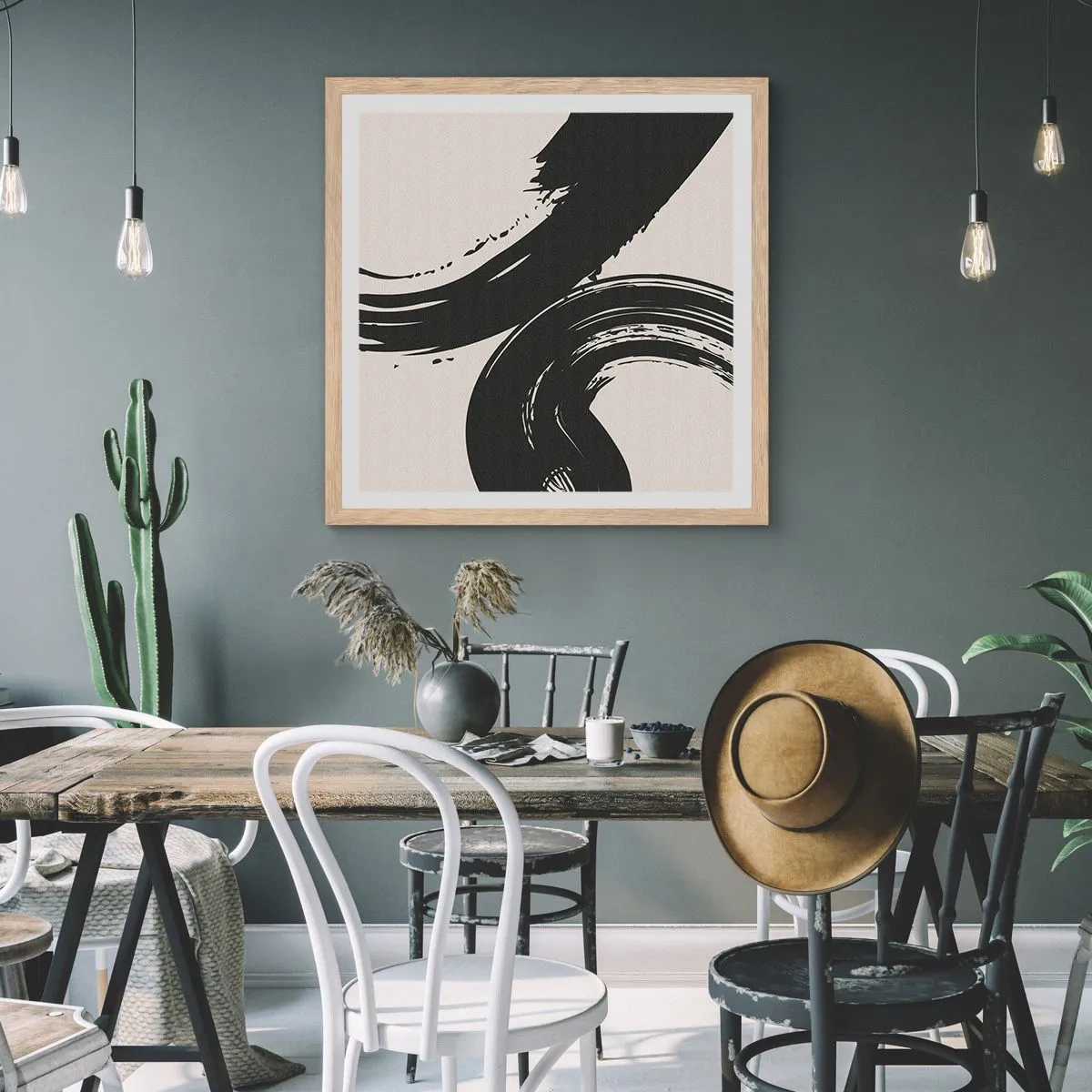 Plakát v rámu světlý dub - Rozmáchle a dokola - 30x30 cm