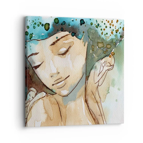 Obraz na plátně - Lady in blue - 30x30 cm