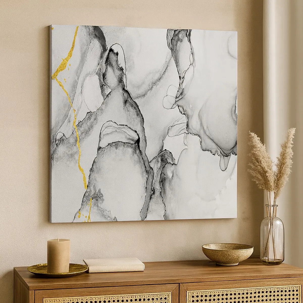 Obraz na plátně - Kompozice se zlatým motivem - 30x30 cm