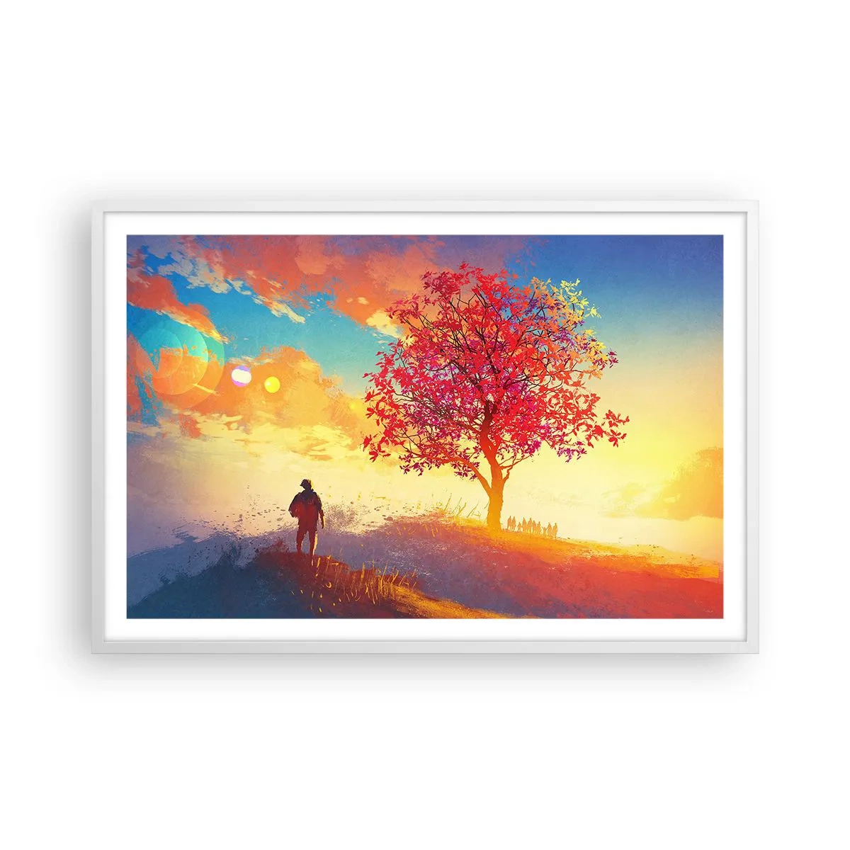 Plakát v bílém rámu - Poutník u cíle - 91x61 cm