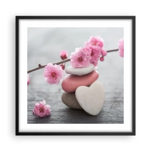Plakát v černém rámu - Blaženost s višňovým květem - 50x50 cm