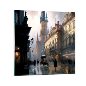 Obraz na skle - Kouzlo pražského večera - 30x30 cm