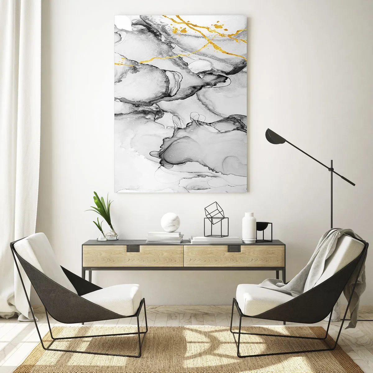 Obraz na skle - Kompozice se zlatým motivem - 50x70 cm