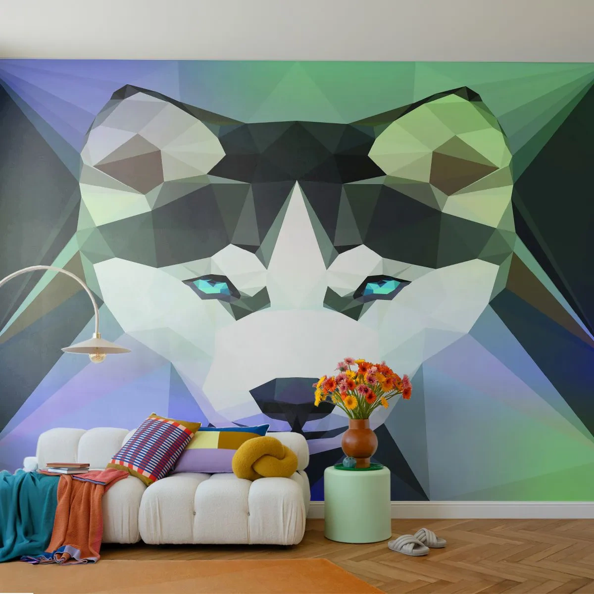 Fototapeta Samolepicí Deluxe Sticker - Vzpomínka na sníh na severu - Abstrakce, Zvířata, Vlk - 250x175 cm