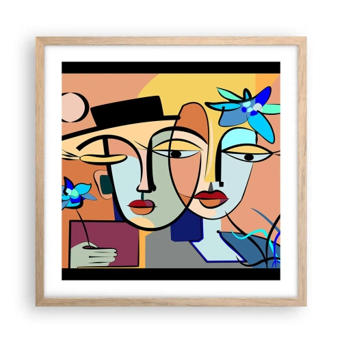 Plakát v rámu světlý dub - Picassovo randez vous - 50x50 cm