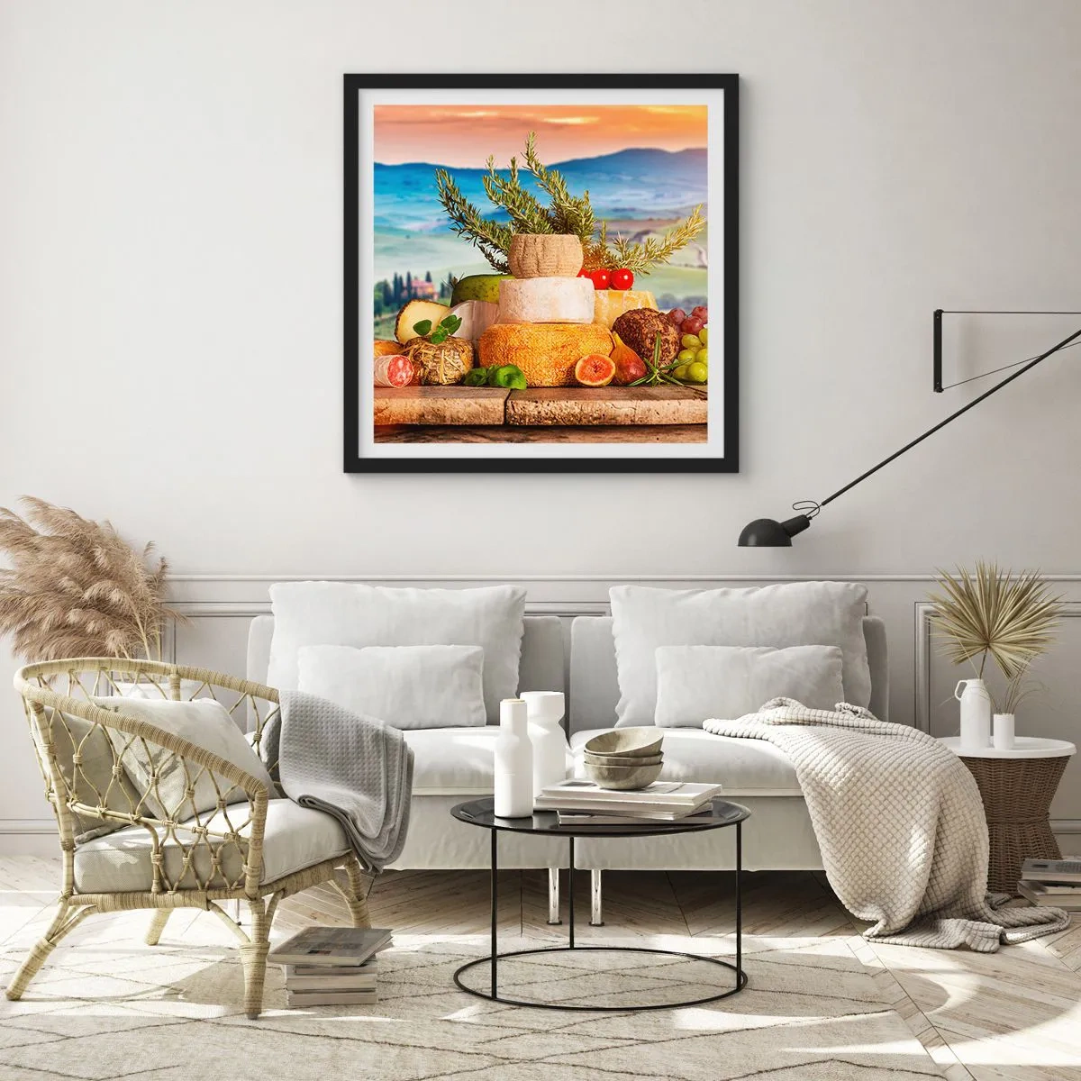 Plakát v černém rámu - Italská radost ze života - 40x40 cm