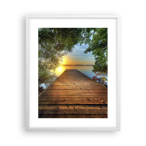 Plakát v bílém rámu - Nespěchej, posaď se - 40x50 cm