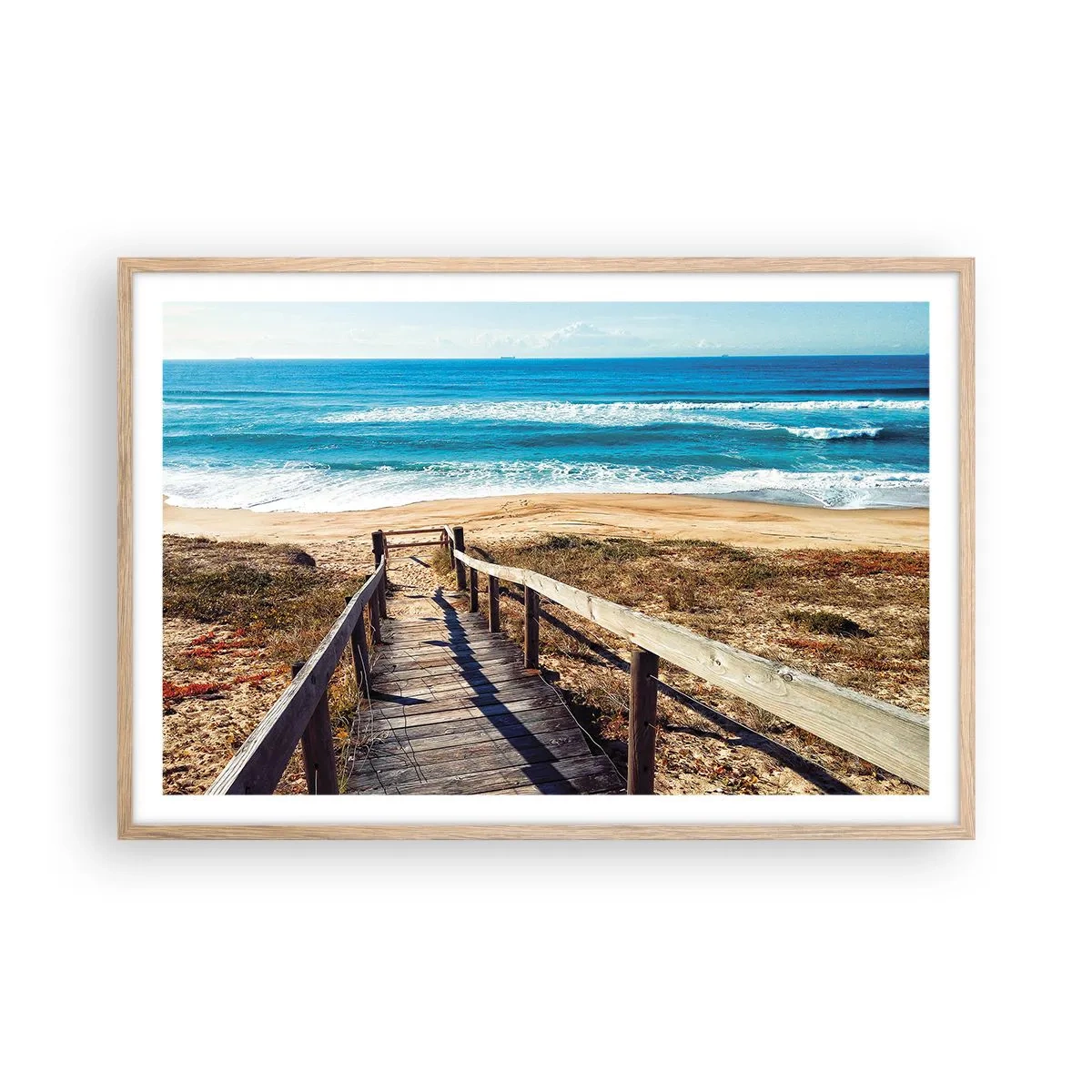 Plakát v rámu světlý dub - Běž! - 91x61 cm