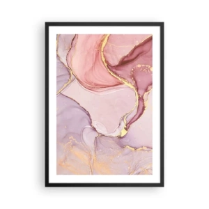 Plakát v černém rámu - Abstraktní kombinace pastelových odstínů se zlatými akcenty. - 50x70cm - Mazlení barev - Moderní nástěnná dekorace do obývacího pokoje a ložnice ARTTOR