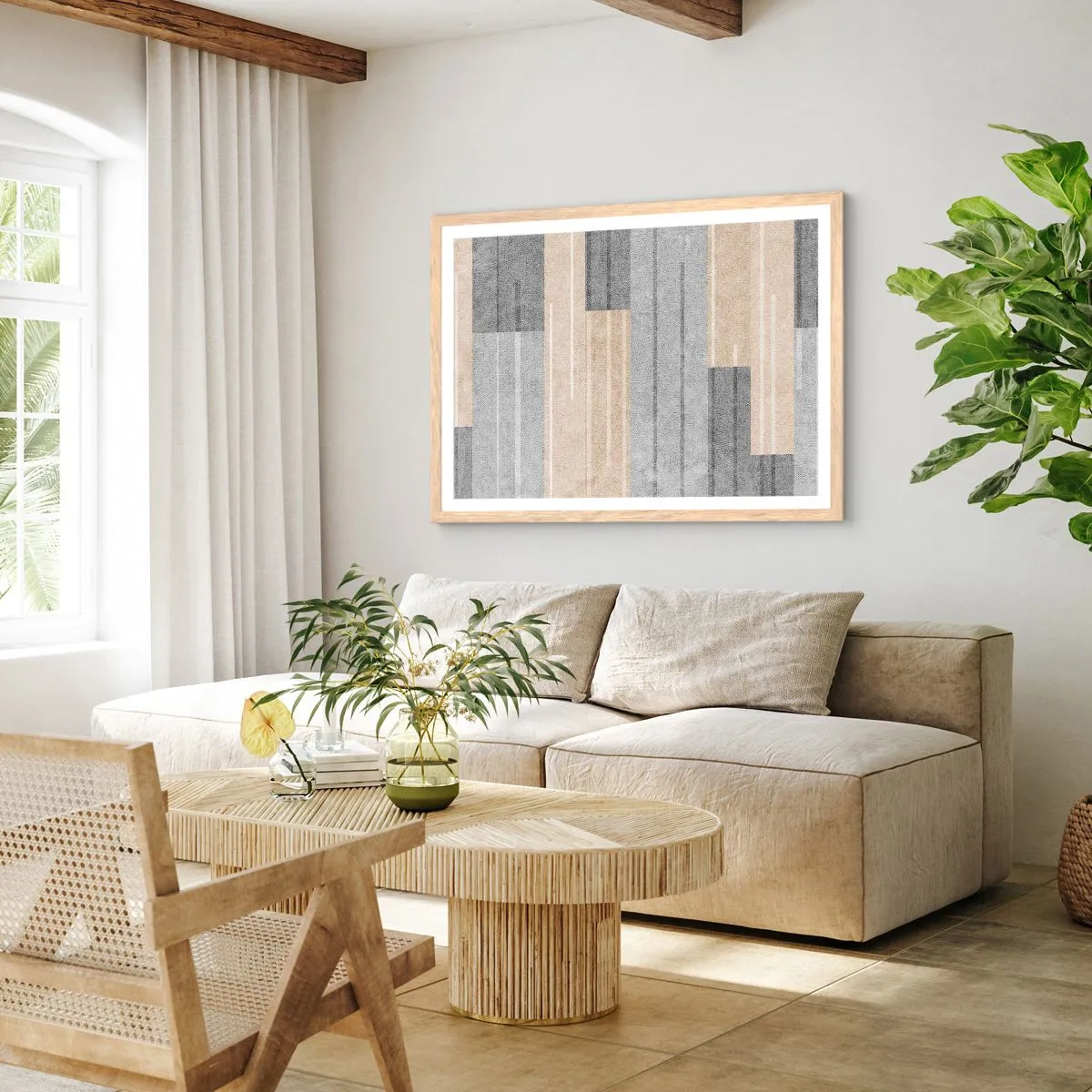 Plakát v rámu světlý dub - Kompozice: drž se - 91x61 cm