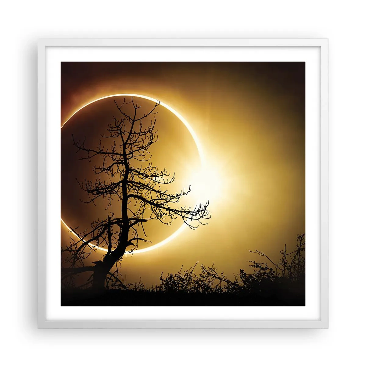 Plakát v bílém rámu - Úplné zatmění - 60x60 cm