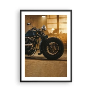 Plakát v černém rámu - Motocykl ve stylové dílně - 50x70cm - Mohu všechno - Moderní nástěnná dekorace do obývacího pokoje a ložnice ARTTOR