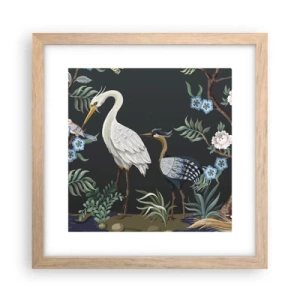 Plakát v rámu světlý dub - Ptačí průvod - 30x30 cm