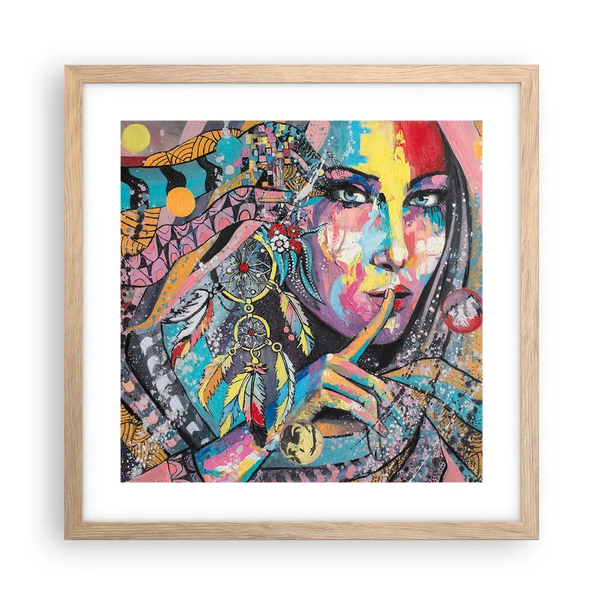Plakát v rámu světlý dub - Mlč, než pochopíš - 40x40 cm