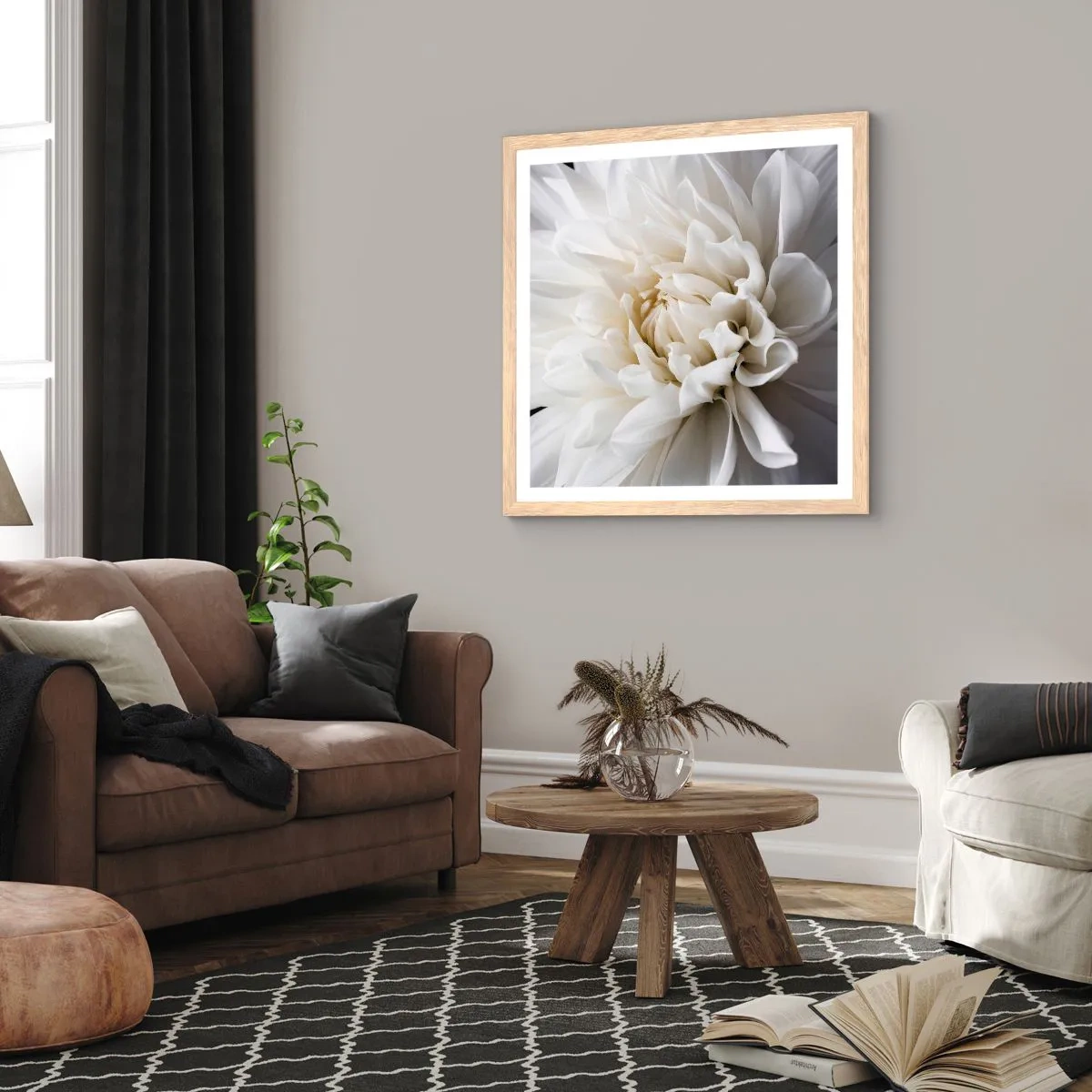 Plakát v rámu světlý dub - Dopoledne s nevěstou - 60x60 cm