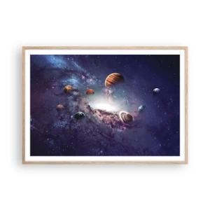 Plakát v rámu světlý dub - Slunce a tanec - 100x70 cm