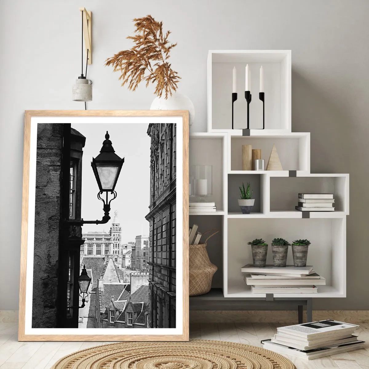 Plakát v rámu světlý dub - Edinburský příběh - 50x70 cm