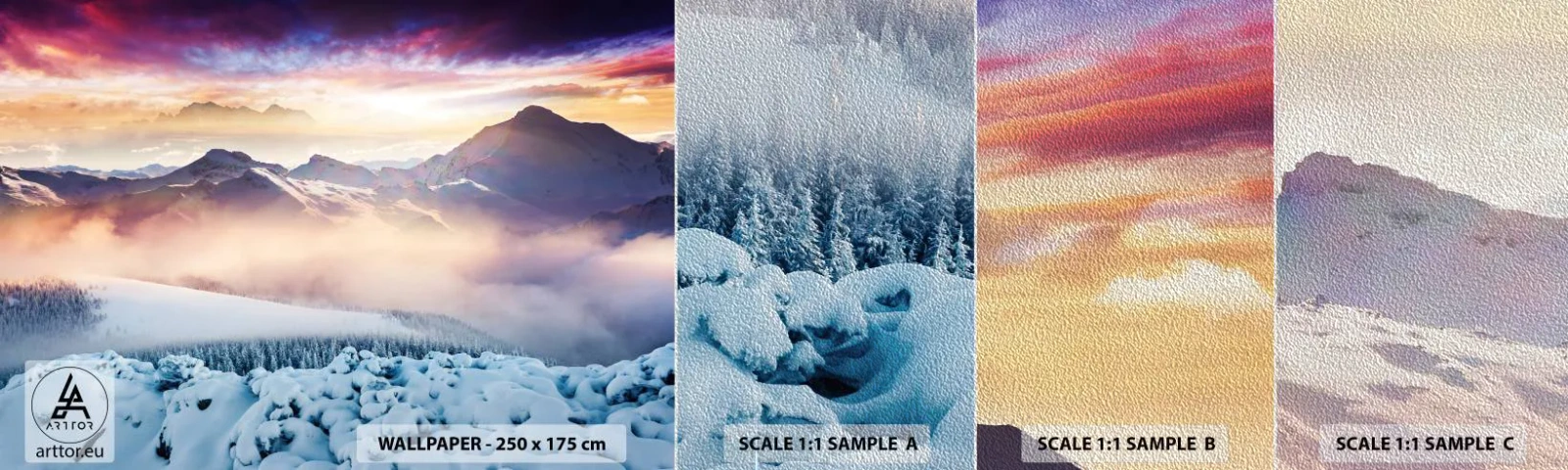 Vzor Fototapety Premium Sand - Síla a čistota přírody - Krajina, hory, Zima - 100x30 cm