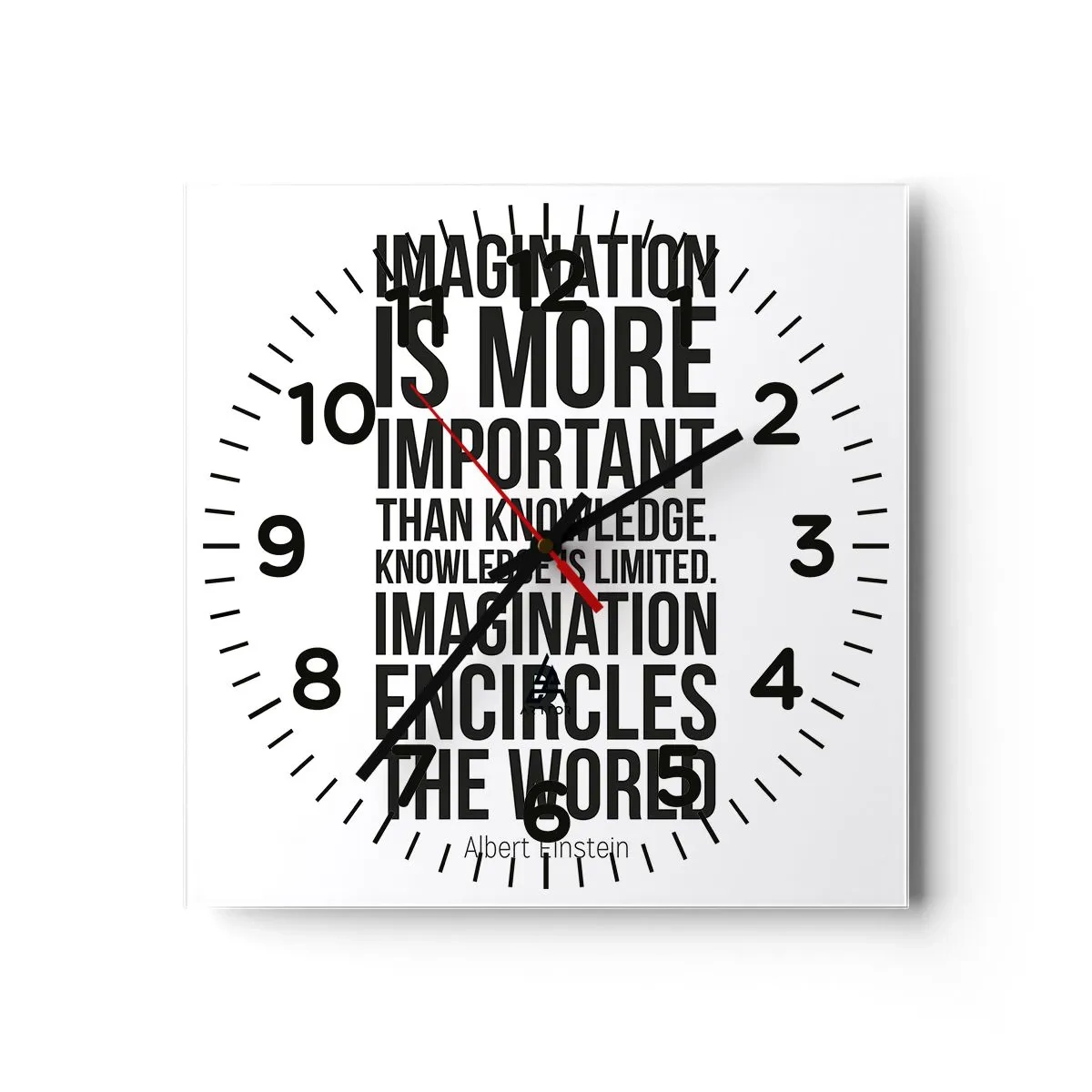 Nástěnné hodiny - Einstein o síle představivosti - 30x30 cm
