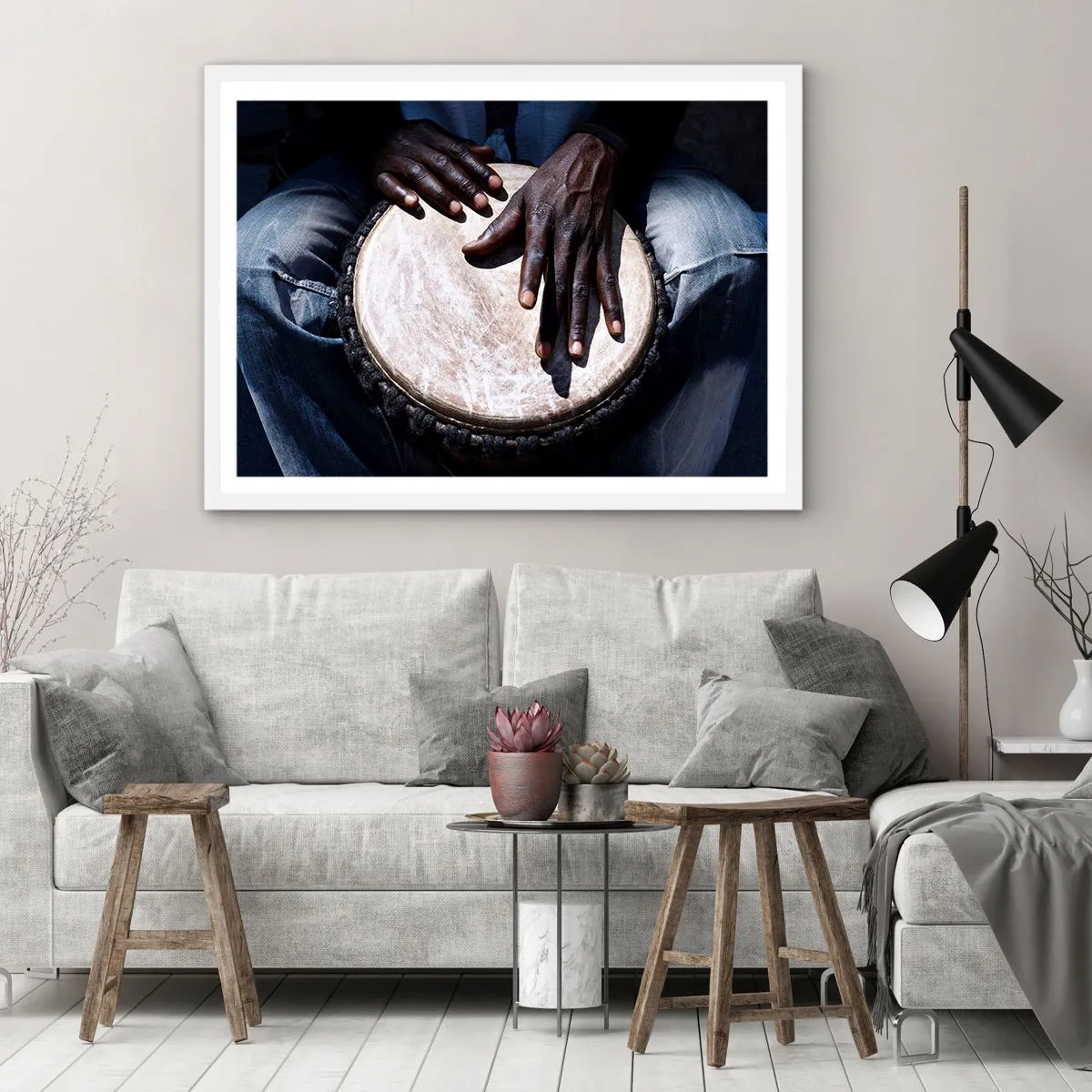 Plakát v bílém rámu - Žijte ve svém rytmu - 70x50 cm