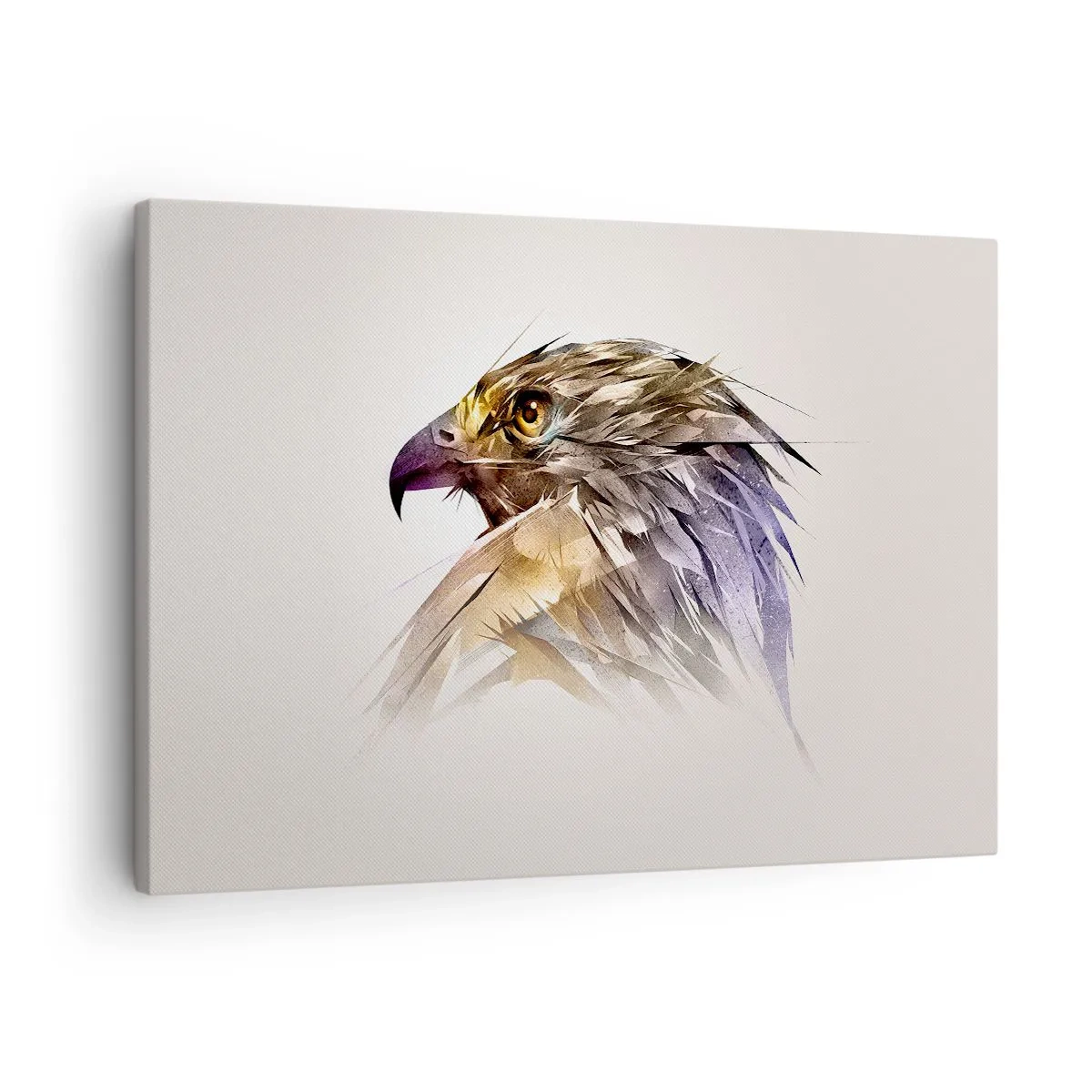 Obraz na plátně - Umělecký portrét orla v pastelových odstínech - 70x50cm - Portrét bojovníka - Moderní nástěnná dekorace do obývacího pokoje a ložnice ARTTOR