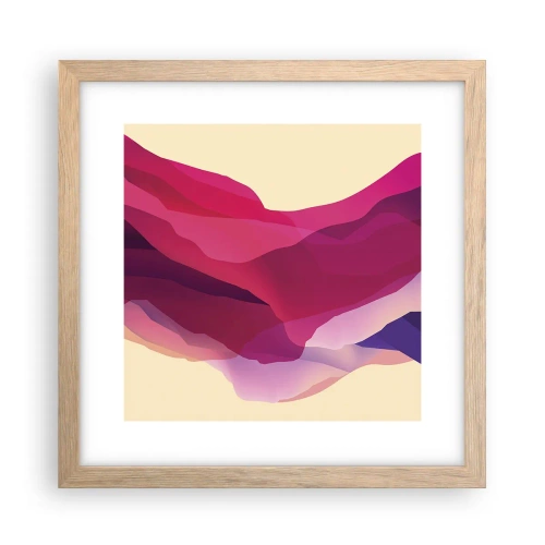 Plakát v rámu světlý dub - Vlny fialové - 30x30 cm