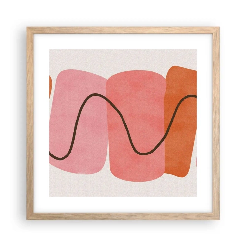 Plakát v rámu světlý dub - Jemný pohyb forem - 40x40 cm