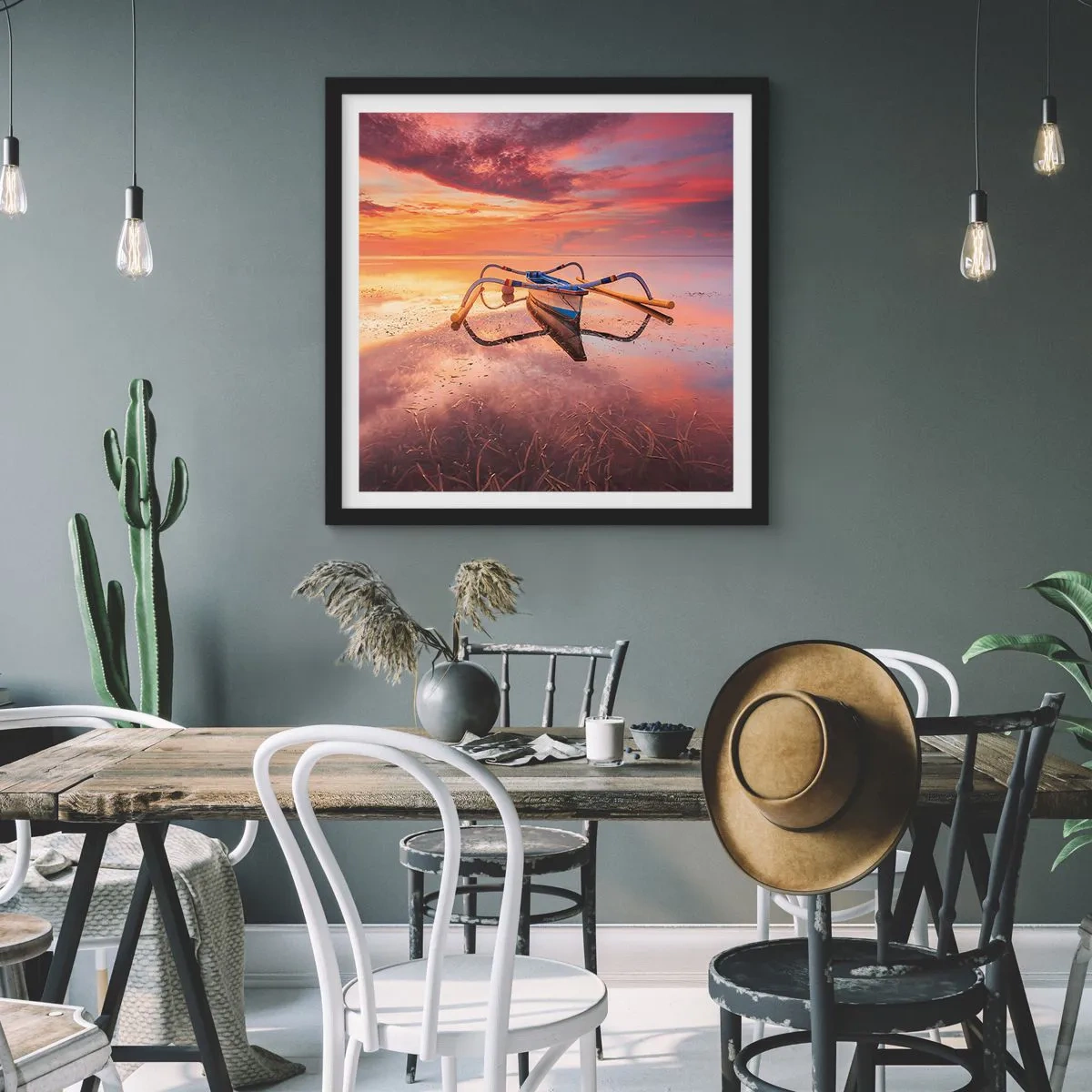 Plakát v černém rámu - Klid tropického večera - 40x40 cm