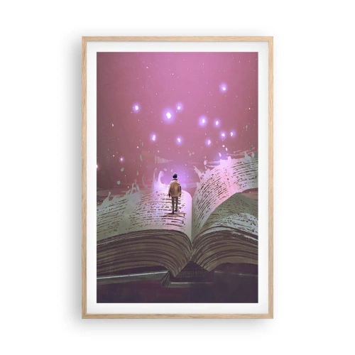 Plakát v rámu světlý dub - Pozvánka do jiného světa - přečti si to! - 61x91 cm