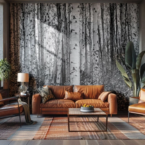 Fototapeta Premium Canvas - Březová kolonáda - Les, Bříza, Příroda - 200x140 cm