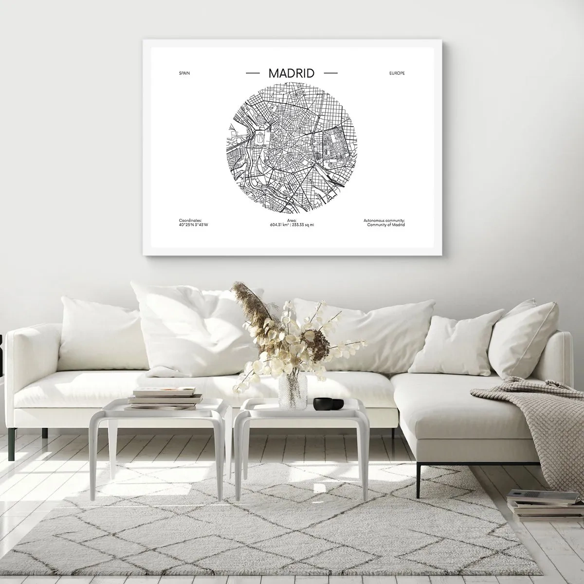 Plakát v bílém rámu - Anatomie Madridu - 70x50 cm