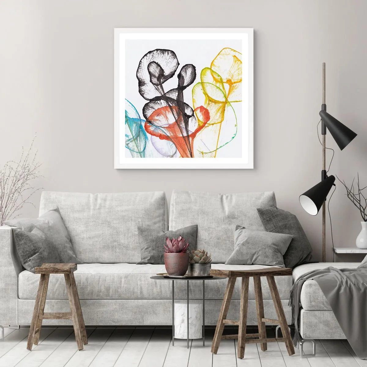 Plakát v bílém rámu - Květiny s duší - 30x30 cm