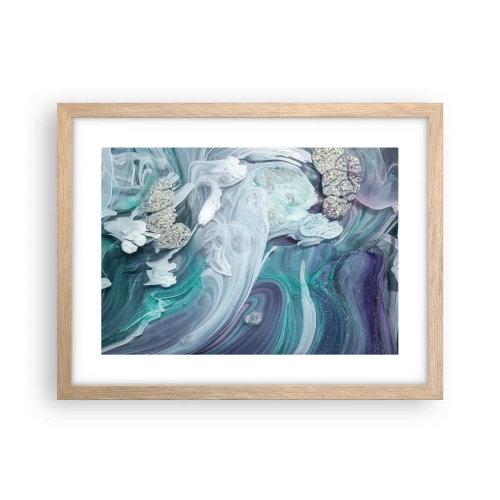Plakát v rámu světlý dub - Proudy modré - 40x30 cm