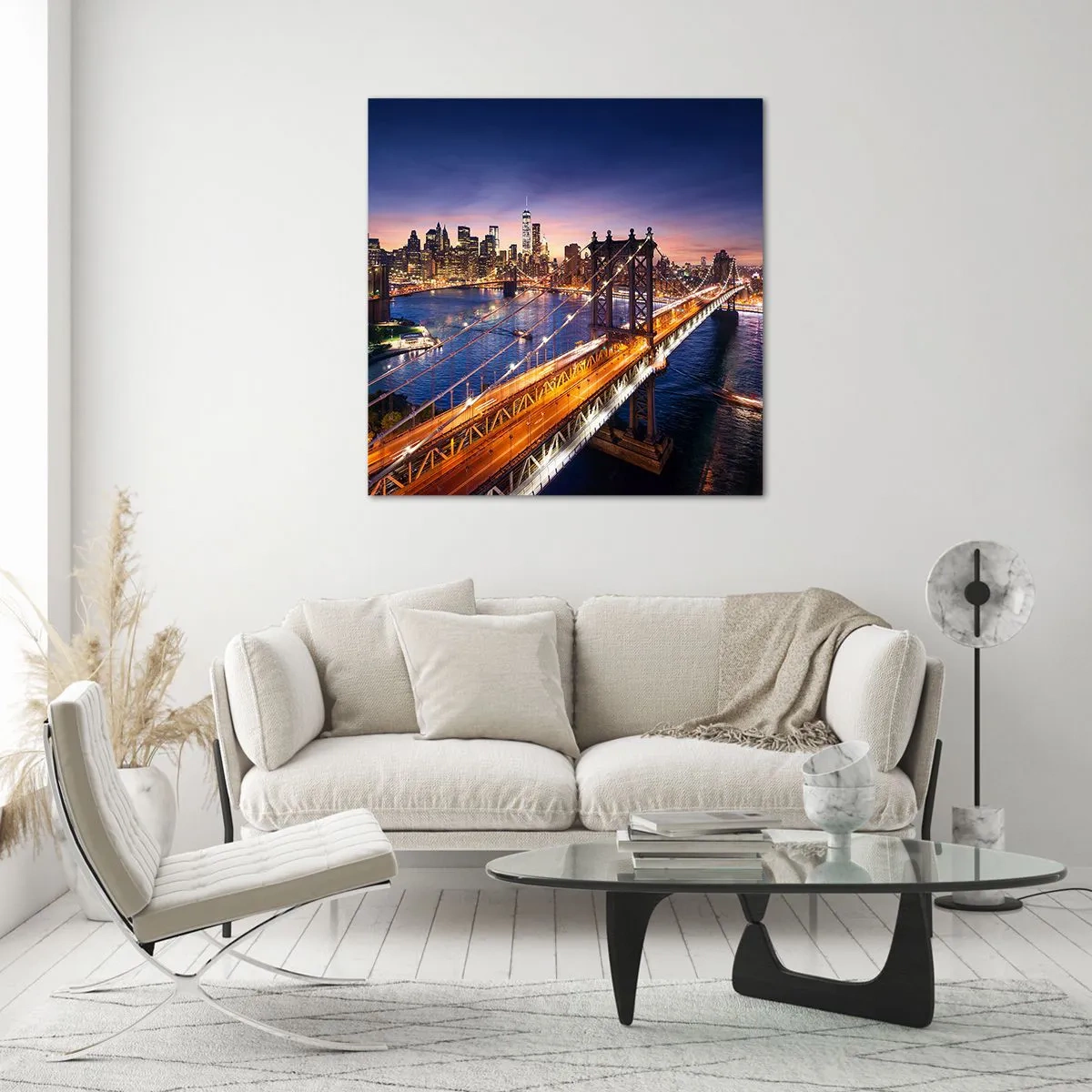 Obraz na skle - Zářící most do srdce města - 60x60 cm