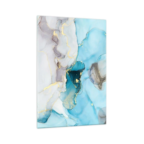 Obraz na skle - Studie o setkání šedé a tyrkysové - 70x100 cm