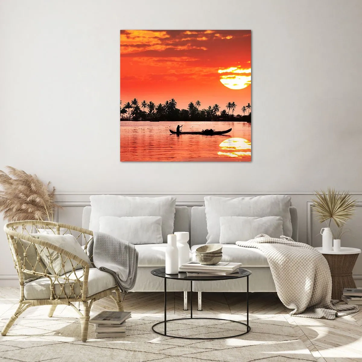 Obraz na skle - Klid tropů při západu - 50x50 cm
