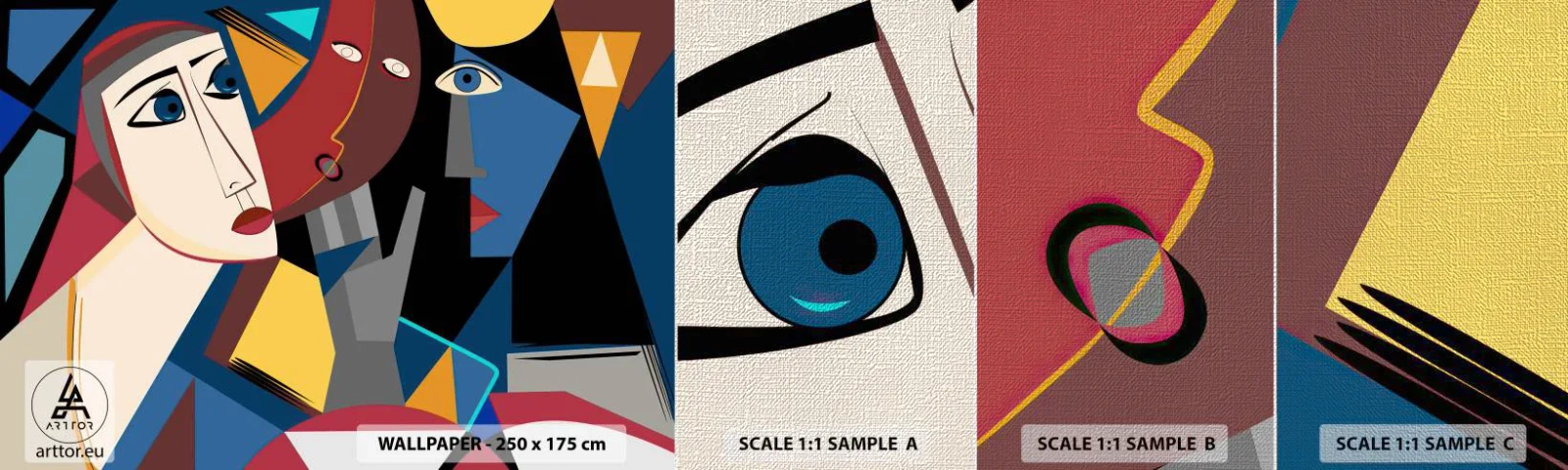 Vzor Fototapety Premium Canvas - Konverzace kubistů - Lidé, Kubismus, Portrét - 100x30 cm