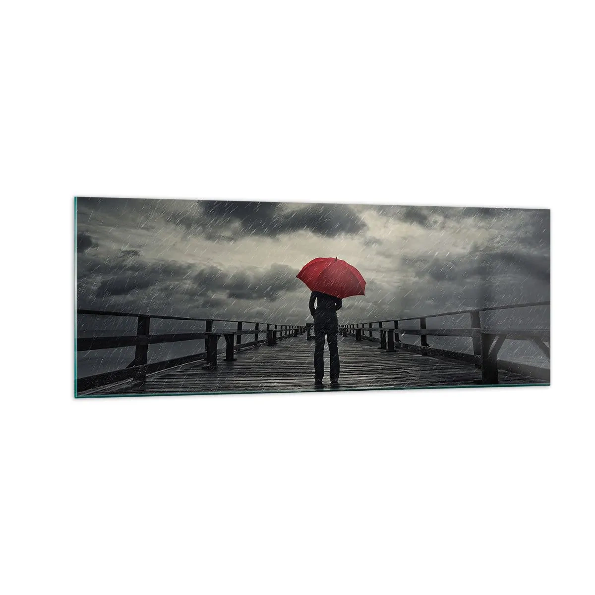 Obraz na skle - Nevadí, že prší - 140x50 cm
