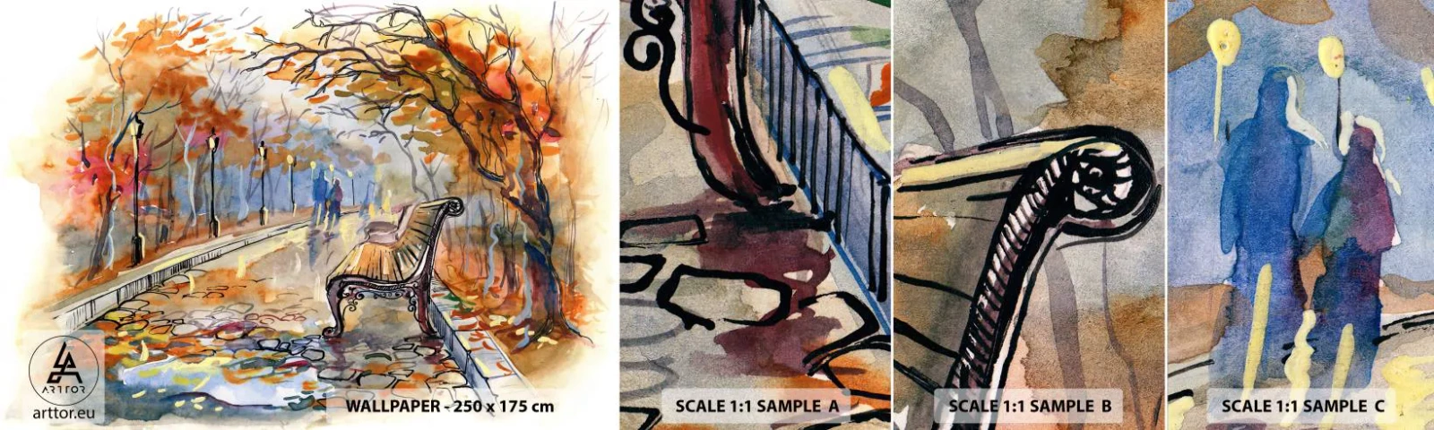 Fototapeta Vzorek Standard Eco - Společně putovat podzimem - Krajina, Park, Podzim - 100x30 cm