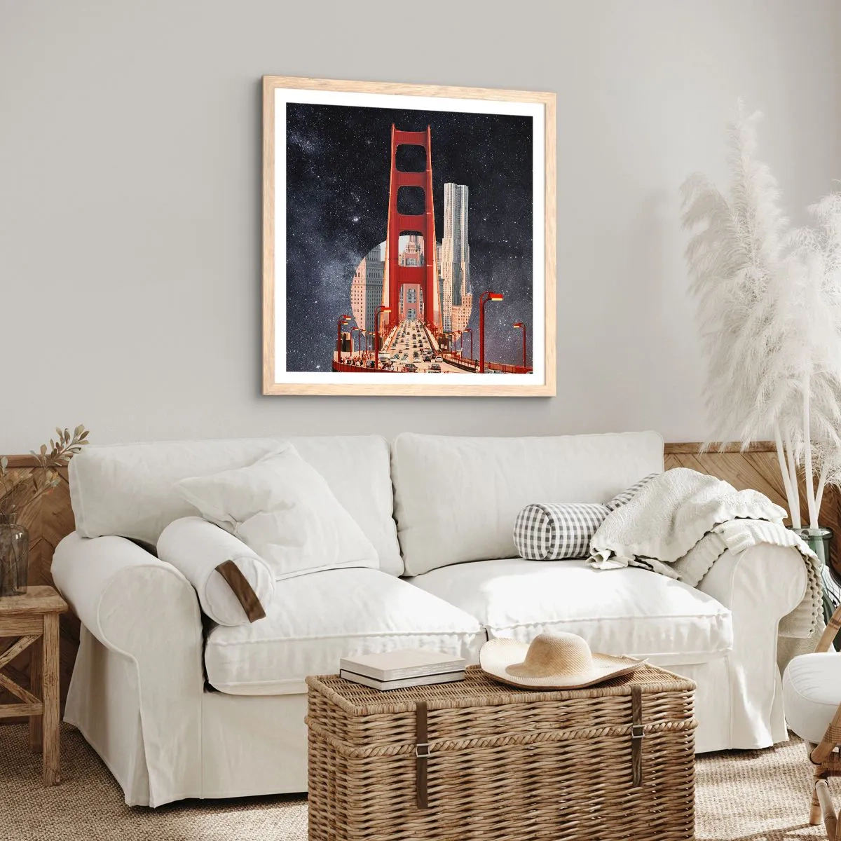 Plakát v rámu světlý dub - Vždy uprostřed - 60x60 cm