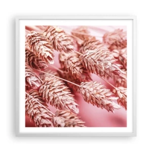 Plakát v bílém rámu - Květinová kaskáda v růžové - 60x60 cm