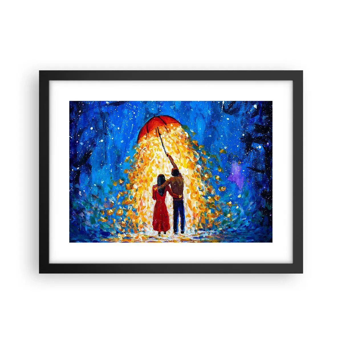 Plakát v černém rámu - Magie deštivého večera? - 40x30 cm