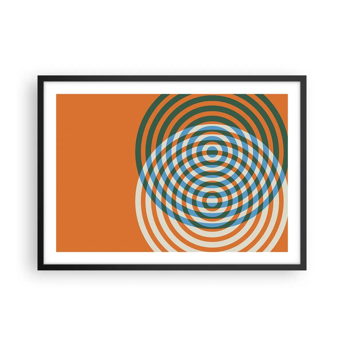Plakát v černém rámu - Abstraktní kruhová variace - 70x50 cm