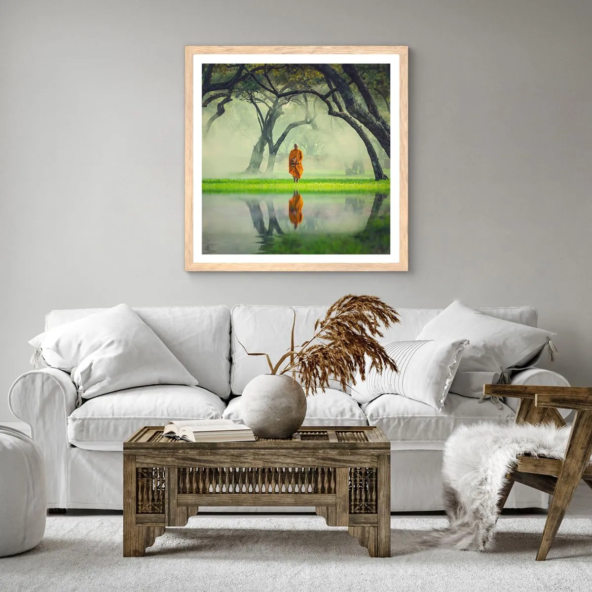 Plakát v rámu světlý dub - Na cestě k osvícení - 40x40 cm