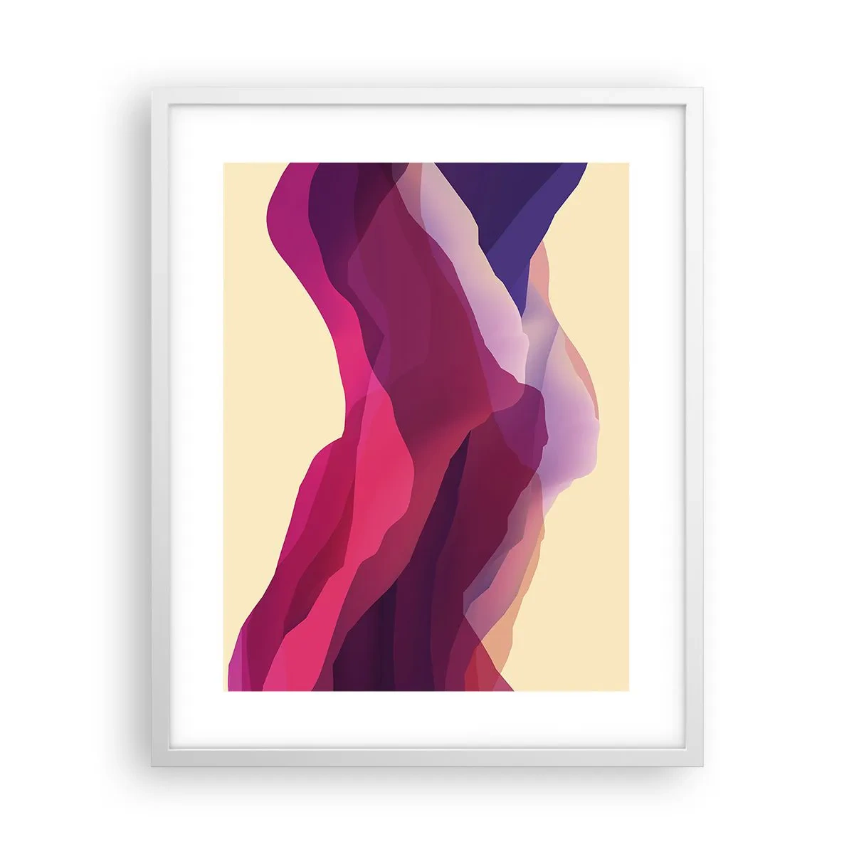 Plakát v bílém rámu - Vlny fialové - 40x50 cm