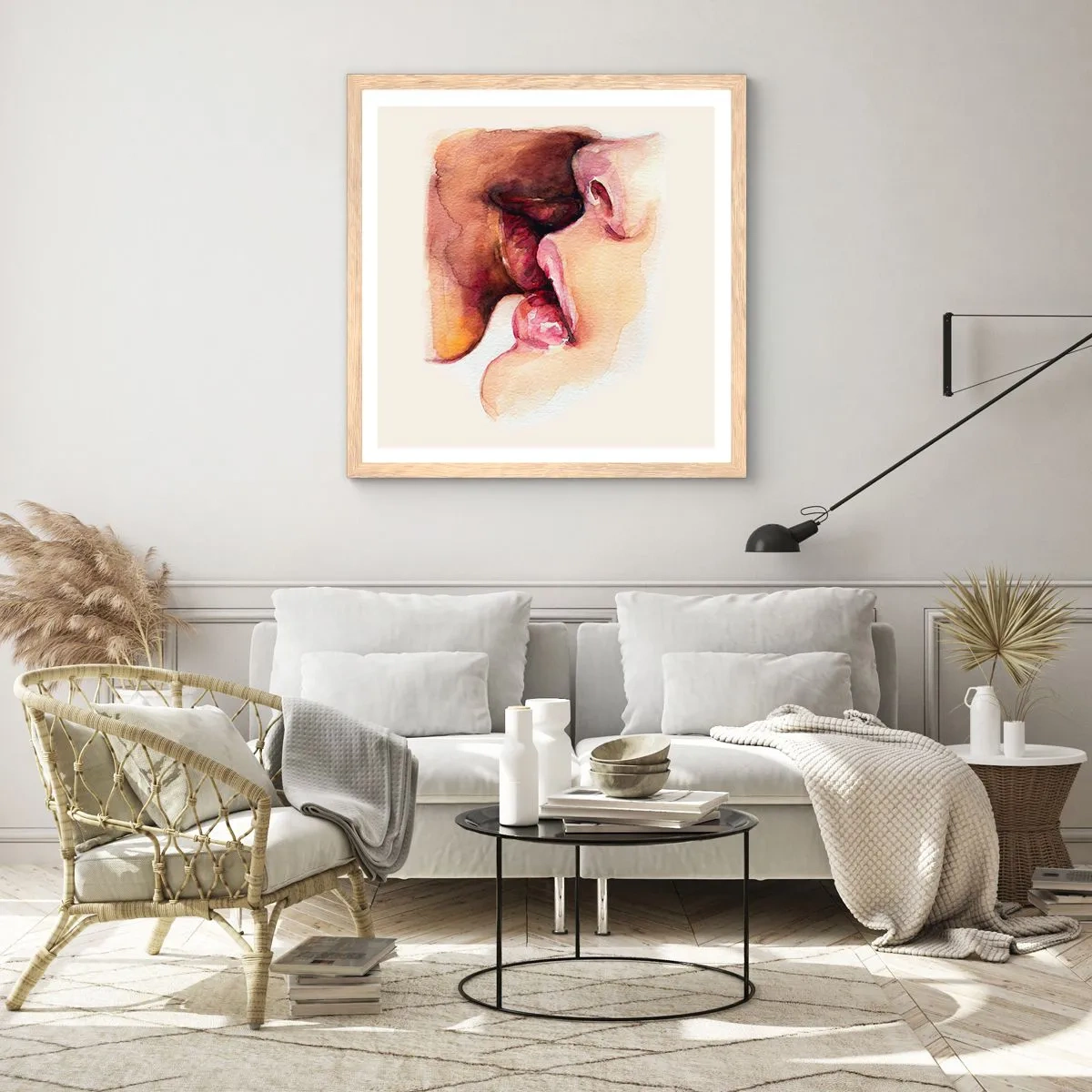 Plakát v rámu světlý dub - Jako noc a den, země a nebe - 30x30 cm